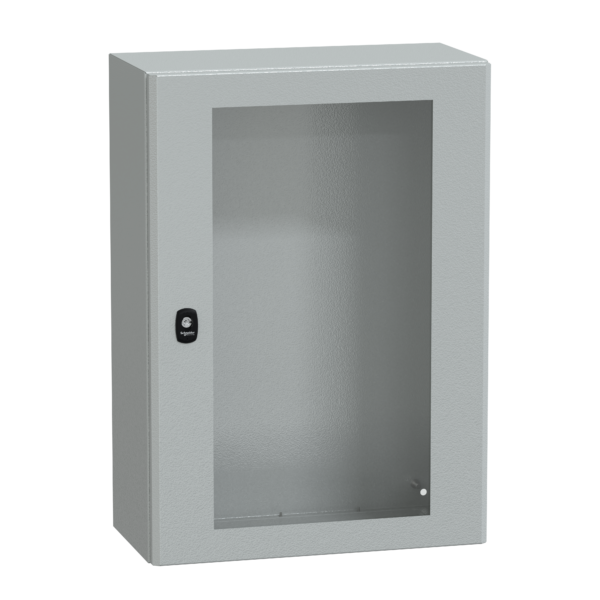 "Wall mounted steel enclosure, PanelSeT S3D, transparent door, without mounting plate, 700x500x250mm, IP66, IK08" - Schneider Electric - NSYS3D7525T