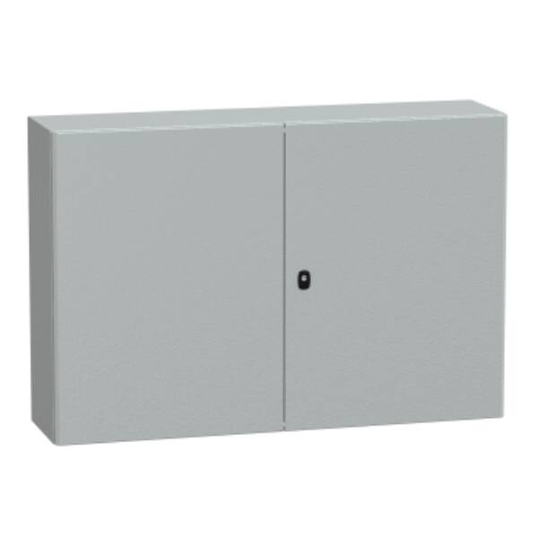 "Wall mounted steel enclosure, PanelSeT S3D, double plain door, with mounting plate, 800x1200x300mm, IP55, IK10" - Schneider Electric - NSYS3D81230DP