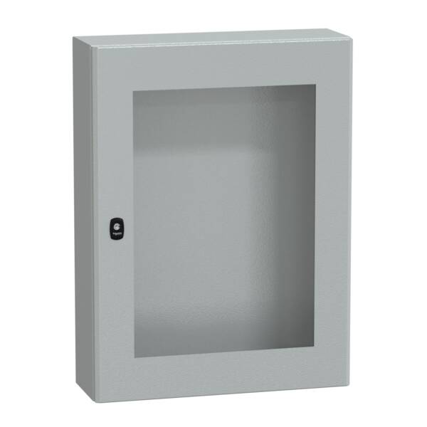 "Wall mounted steel enclosure, PanelSeT S3D, transparent door, without mounting plate, 800x600x200mm, IP66, IK08" - Schneider Electric - NSYS3D8620T