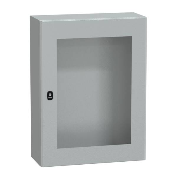 "Wall mounted steel enclosure, PanelSeT S3D, transparent door, without mounting plate, 800x600x250mm, IP66, IK08" - Schneider Electric - NSYS3D8625T