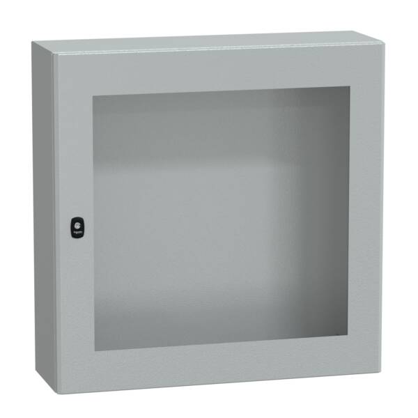 "Wall mounted steel enclosure, PanelSeT S3D, transparent door, without mounting plate, 800x800x250mm, IP66, IK08" - Schneider Electric - NSYS3D8825T