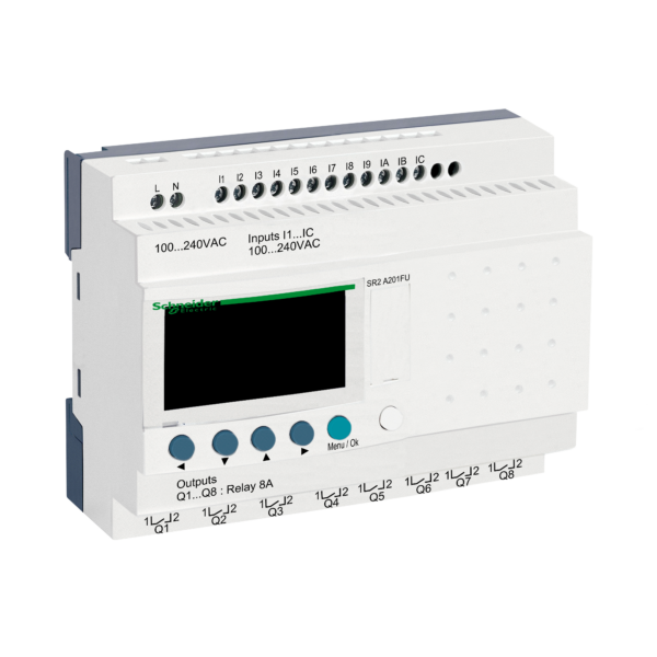 compact smart relay Zelio Logic - 20 I O - 100..240 V AC - no clock - display - Schneider Electric - SR2A201FU