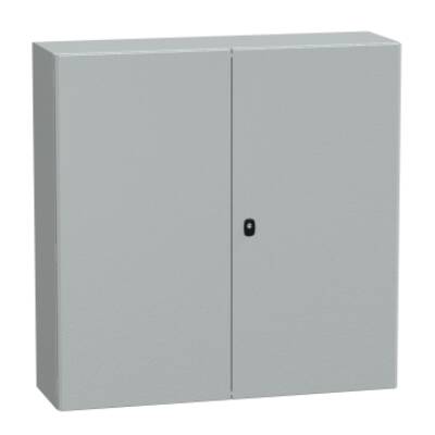 "Wall mounted steel enclosure, PanelSeT S3D, double plain door, with mounting plate, 1000x1000x300mm, IP55, IK10" - Schneider Electric - NSYS3D101030DP