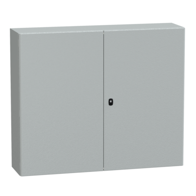 "Wall mounted steel enclosure, PanelSeT S3D, double plain door, without mounting plate, 1000x1200x300mm, IP55, IK10" - Schneider Electric - NSYS3D101230D