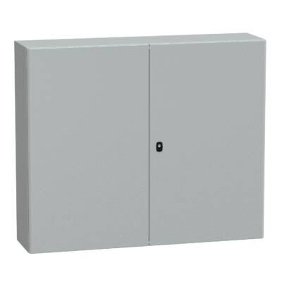 "Wall mounted steel enclosure, PanelSeT S3D, double plain door, with mounting plate, 1000x1200x300mm, IP55, IK10" - Schneider Electric - NSYS3D101230DP