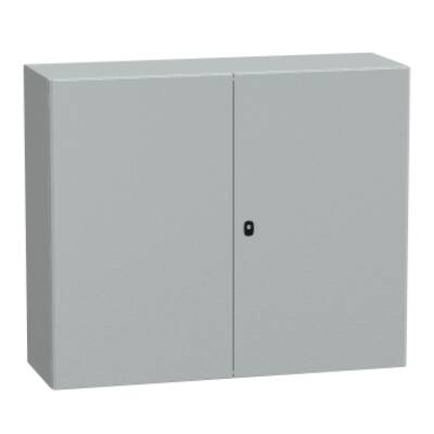 "Wall mounted steel enclosure, PanelSeT S3D, double plain door, without mounting plate, 1000x1200x400mm, IP55, IK10" - Schneider Electric - NSYS3D101240D