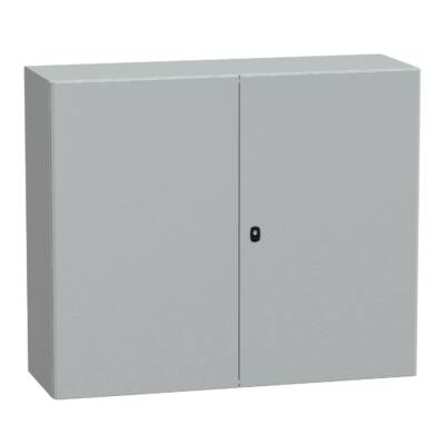 "Wall mounted steel enclosure, PanelSeT S3D, double plain door, with mounting plate, 1000x1200x400mm, IP55, IK10" - Schneider Electric - NSYS3D101240DP