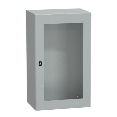 "Wall mounted steel enclosure, PanelSeT S3D, transparent door, without mounting plate, 1000x600x400mm, IP66, IK08" - Schneider Electric - NSYS3D10640T