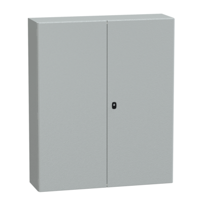 "Wall mounted steel enclosure, PanelSeT S3D, double plain door, without mounting plate, 1200x1000x300mm, IP55, IK10" - Schneider Electric - NSYS3D121030D