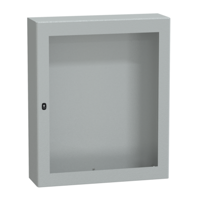 "Wall mounted steel enclosure, PanelSeT S3D, transparent door, without mounting plate, 1200x1000x300mm, IP66, IK08" - Schneider Electric - NSYS3D121030T