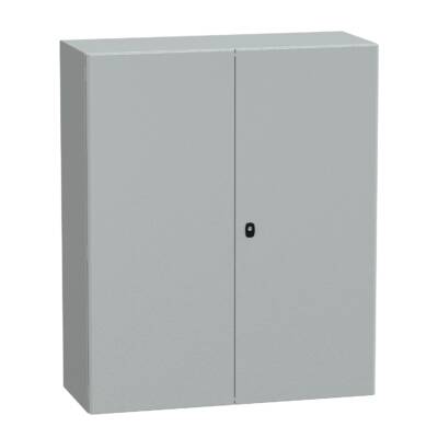 "Wall mounted steel enclosure, PanelSeT S3D, double plain door, with mounting plate, 1200x1000x400mm, IP55, IK10" - Schneider Electric - NSYS3D121040DP