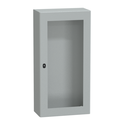 "Wall mounted steel enclosure, PanelSeT S3D, transparent door, without mounting plate, 1200x600x300mm, IP66, IK08" - Schneider Electric - NSYS3D12630T