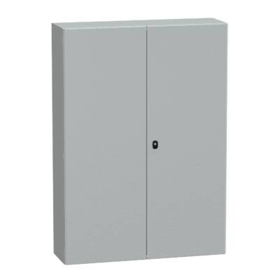 "Wall mounted steel enclosure, PanelSeT S3D, double plain door, with mounting plate, 1400x1000x300mm, IP55, IK10" - Schneider Electric - NSYS3D141030DP