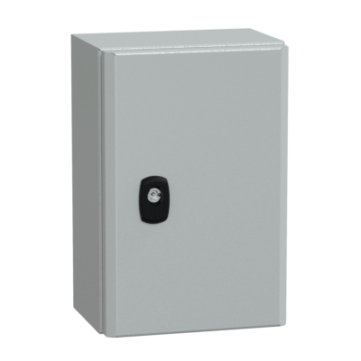 "Wall mounted steel enclosure, PanelSeT S3D, plain door, without mounting plate, 300x200x150mm, IP66, IK10" - Schneider Electric - NSYS3D3215