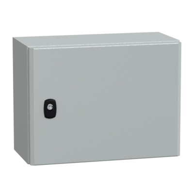 "Wall mounted steel enclosure, PanelSeT S3D, plain door, without mounting plate, 300x400x200mm, IP66, IK10" - Schneider Electric - NSYS3D3420