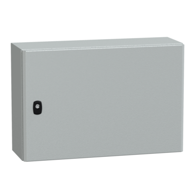 "Wall mounted steel enclosure, PanelSeT S3D, plain door, with mounting plate, 400x600x200mm, IP66, IK10" - Schneider Electric - NSYS3D4620P