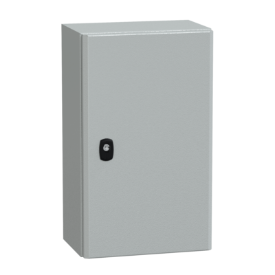 "Wall mounted steel enclosure, PanelSeT S3D, plain door, with mounting plate, 500x300x200mm, IP66, IK10" - Schneider Electric - NSYS3D5320P