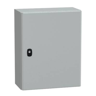 "Wall mounted steel enclosure, PanelSeT S3D, plain door, without mounting plate, 500x400x200mm, IP66, IK10" - Schneider Electric - NSYS3D5420