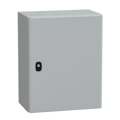 "Wall mounted steel enclosure, PanelSeT S3D, plain door, with mounting plate, 500x400x250mm, IP66, IK10" - Schneider Electric - NSYS3D5425P