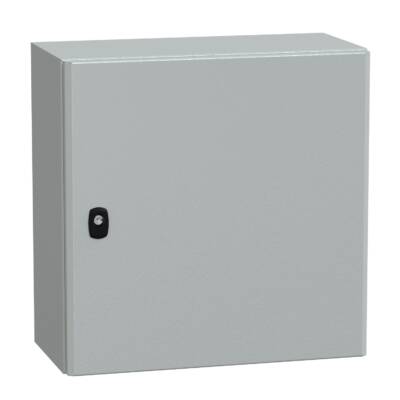 "Wall mounted steel enclosure, PanelSeT S3D, plain door, with mounting plate, 500x500x250mm, IP66, IK10" - Schneider Electric - NSYS3D5525P