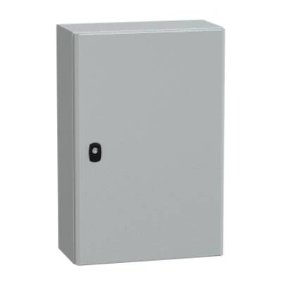 "Wall mounted steel enclosure, PanelSeT S3D, plain door, without mounting plate, 600x400x200mm, IP66, IK10" - Schneider Electric - NSYS3D6420