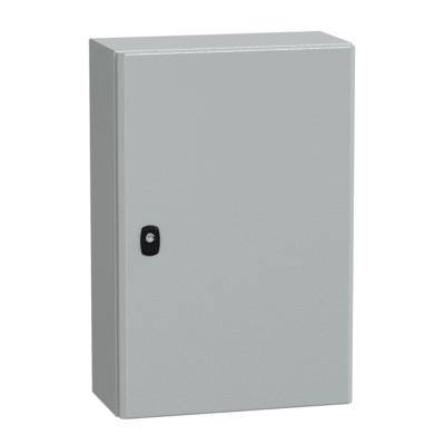 "Wall mounted steel enclosure, PanelSeT S3D, plain door, with mounting plate, 600x400x200mm, IP66, IK10" - Schneider Electric - NSYS3D6420P