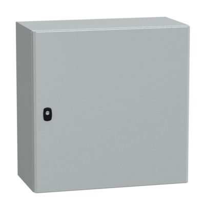 "Wall mounted steel enclosure, PanelSeT S3D, plain door, with mounting plate, 600x600x300mm, IP66, IK10" - Schneider Electric - NSYS3D6630P