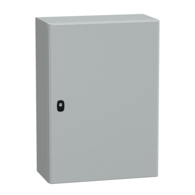 "Wall mounted steel enclosure, PanelSeT S3D, plain door, with mounting plate, 700x500x250mm, IP66, IK10" - Schneider Electric - NSYS3D7525P