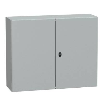 "Wall mounted steel enclosure, PanelSeT S3D, double plain door, with mounting plate, 800x1200x300mm, IP55, IK10" - Schneider Electric - NSYS3D81030DP