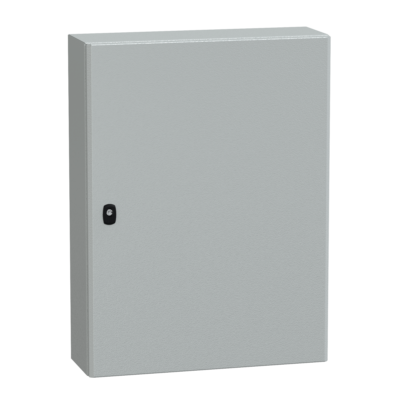 "Wall mounted steel enclosure, PanelSeT S3D, plain door, with mounting plate, 800x600x200mm, IP66, IK10" - Schneider Electric - NSYS3D8620P