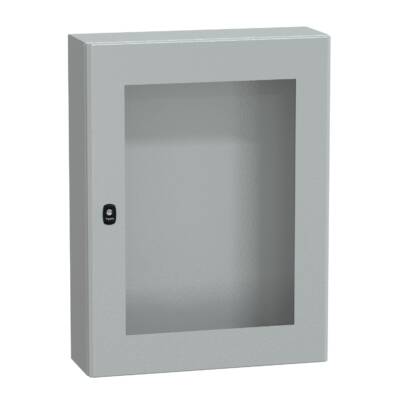 "Wall mounted steel enclosure, PanelSeT S3D, transparent door, without mounting plate, 800x600x200mm, IP66, IK08" - Schneider Electric - NSYS3D8620T