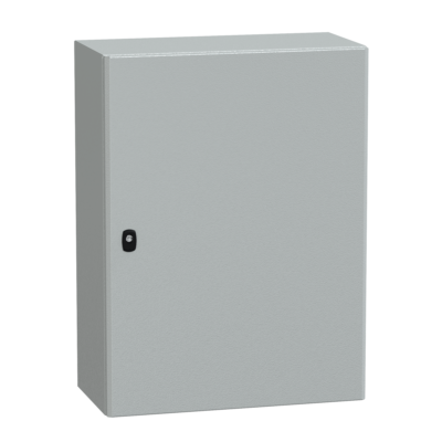 "Wall mounted steel enclosure, PanelSeT S3D, plain door, with mounting plate, 800x600x300mm, IP66, IK10" - Schneider Electric - NSYS3D8630P