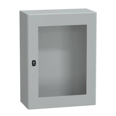 "Wall mounted steel enclosure, PanelSeT S3D, transparent door, without mounting plate, 800x600x300mm, IP66, IK08" - Schneider Electric - NSYS3D8630T