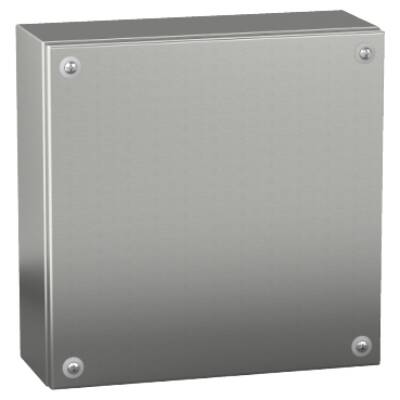 "Stainless steel wall mounted industrial box, PanelSeT SBX, 200x200x80 mm, IP66" - Schneider Electric - NSYSBX20208